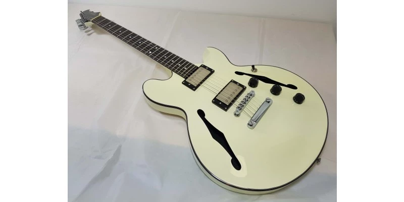 Fret-King Elise Vintage White Semi Acoustic Guitar - Image 14