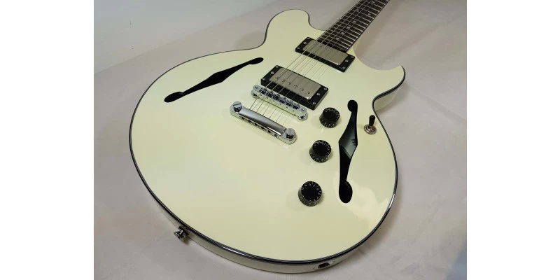 Fret-King Elise Vintage White Semi Acoustic Guitar - Image 9