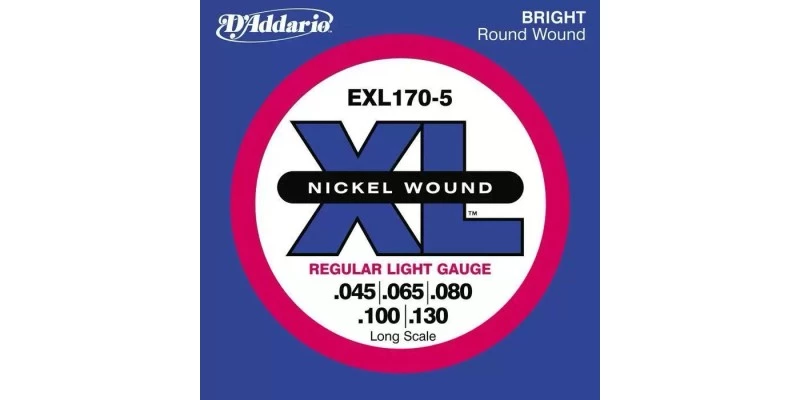D'Addario EXL170-5 Nickel Wound 5-String Bass, Light, 45-130, Long Scale