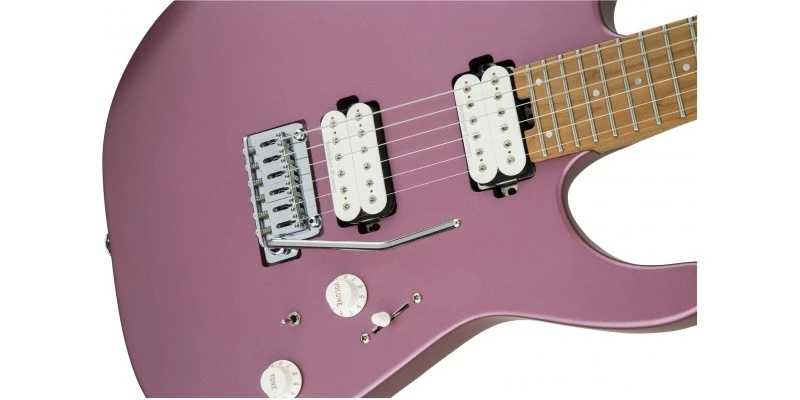 Charvel Pro Mod DK24 HH Dinky 2PT Caramelized Maple Satin Burgundy Mist - Image 6