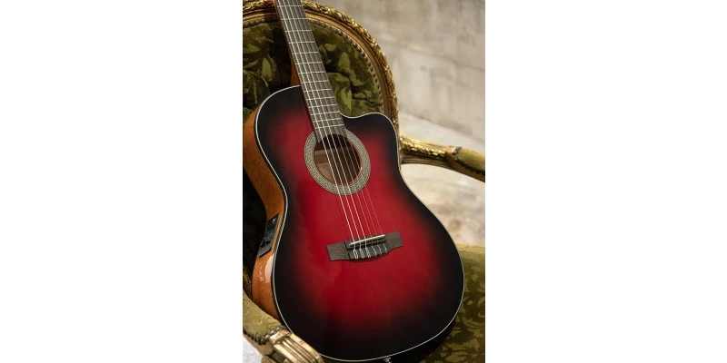 Cort Jade E Nylon Burgundy Red Burst - Image 3
