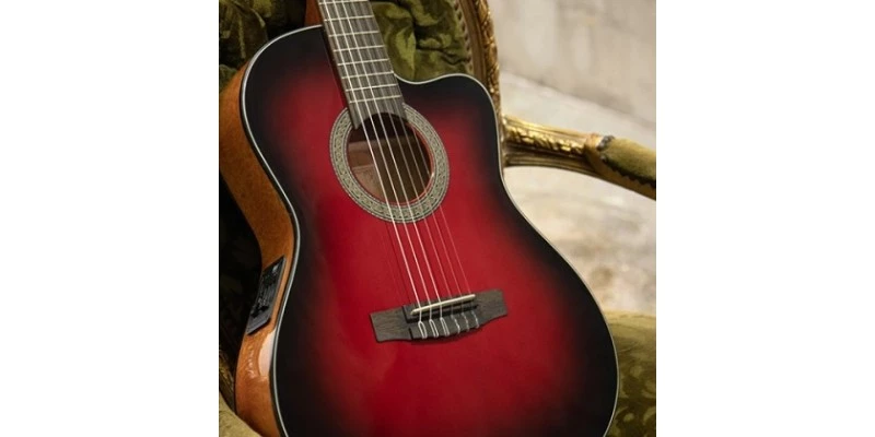 Cort Jade E Nylon Burgundy Red Burst - Image 5