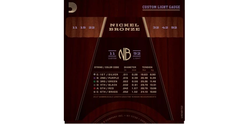 D'Addario Nickel Bronze Wound NB1152 Acoustic Strings 11-52 - Image 3