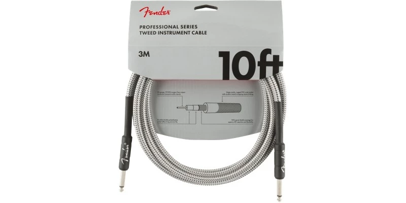 Fender Professional Series Instrument Cable 10 Foot White Tweed