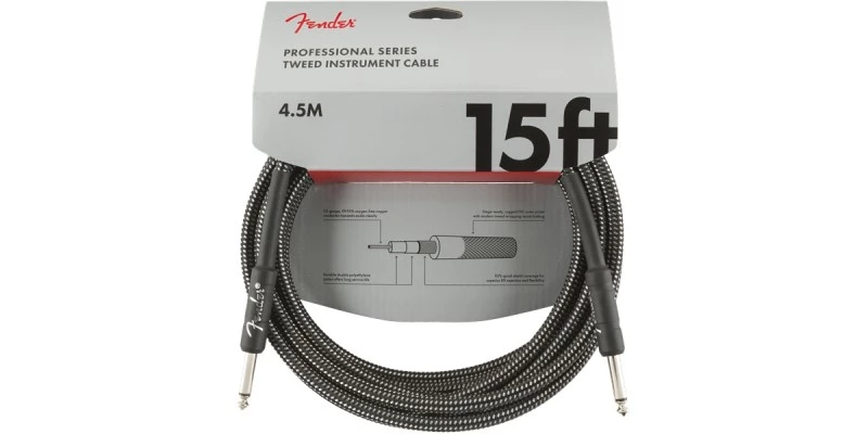 Fender Professional Series Instrument Cable 15 Foot Gray Tweed