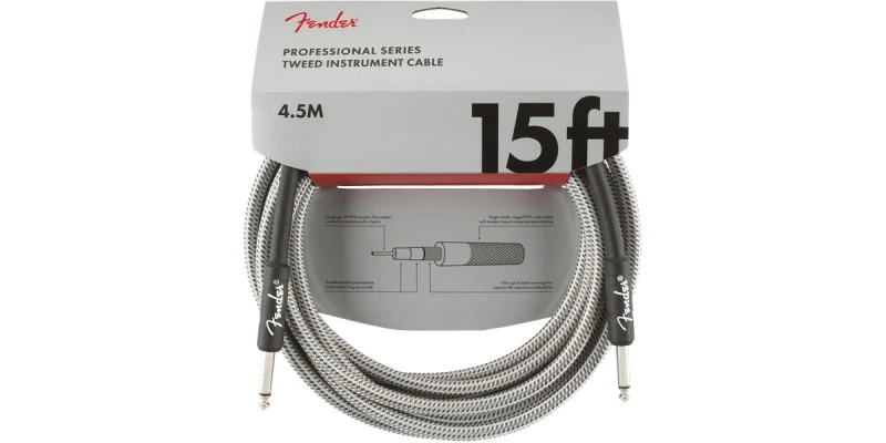 Fender Professional Series Instrument Cable 15 Foot White Tweed