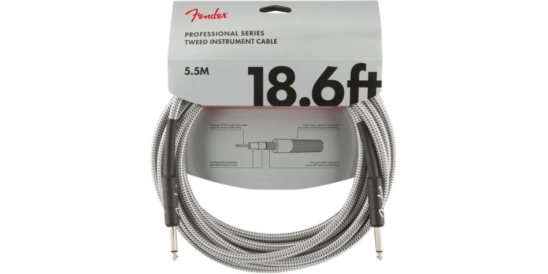 Fender Professional Series Instrument Cable 18.6 Foot White Tweed