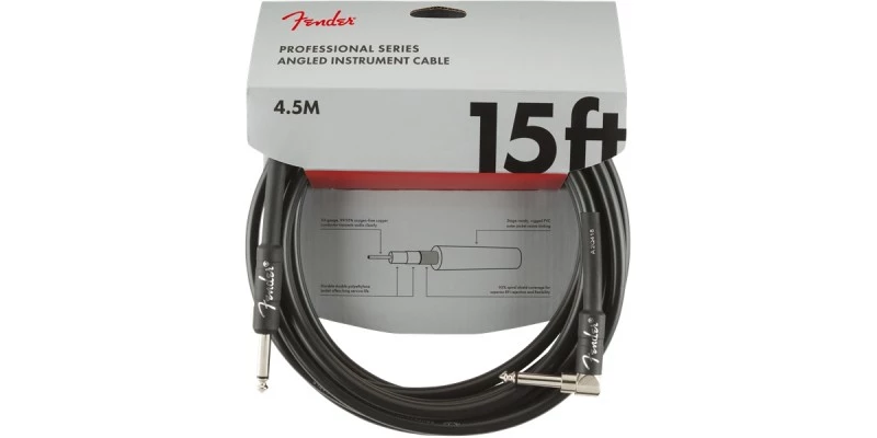 Fender Professional Series Instrument Cable 15 Foot Straight/Angle Black