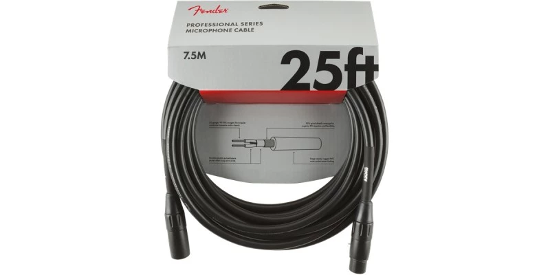 Fender Professional Series Microphone Cable 25 Foot Black - Image 3