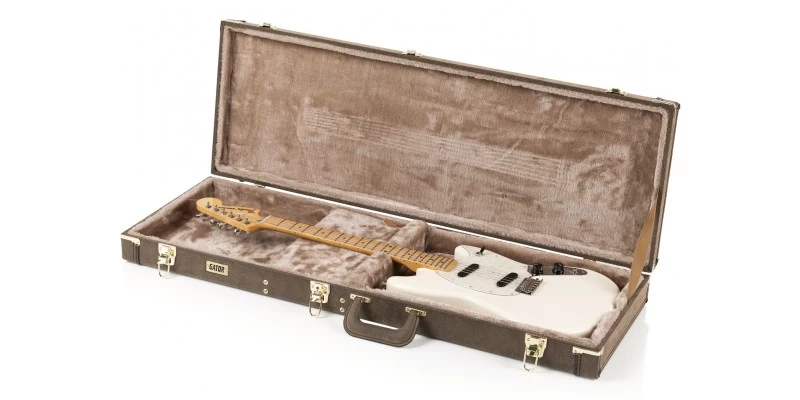 Gator GW-ELECT-VIN Electric Guitar Deluxe Wood Hard Case Vintage Brown - Image 2