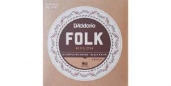 D'Addario EJ32 Folk Nylon, Ball End, Silver Wound/Black Nylon Trebles