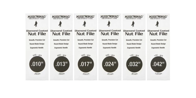 MusicNomad 6 Piece Electric Guitar Diamond Coated Nut File Set With Case, Super Light Strings MN667 - Image 8