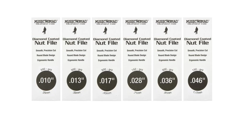 MusicNomad 6 Piece Electric Guitar Diamond Coated Nut File Set With Case, Light Strings MN668 - Image 8