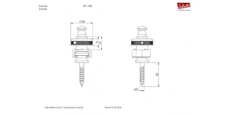 Schaller S-Locks Strap Locks Black Chrome - Image 2